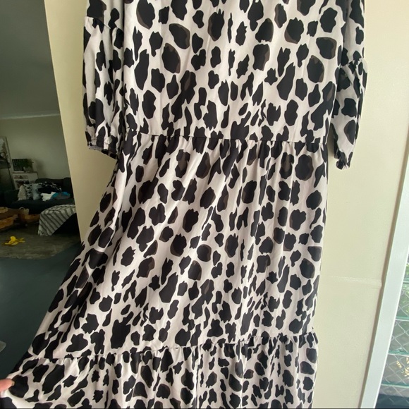 HENI Brand Kaftan Size 16 Maxi Dress Black White Beaded Sleeveless V Neck - Picture 6 of 11